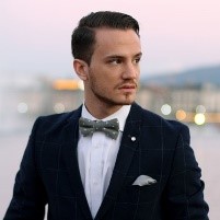 Sharp dressed young man with gentleman haircut